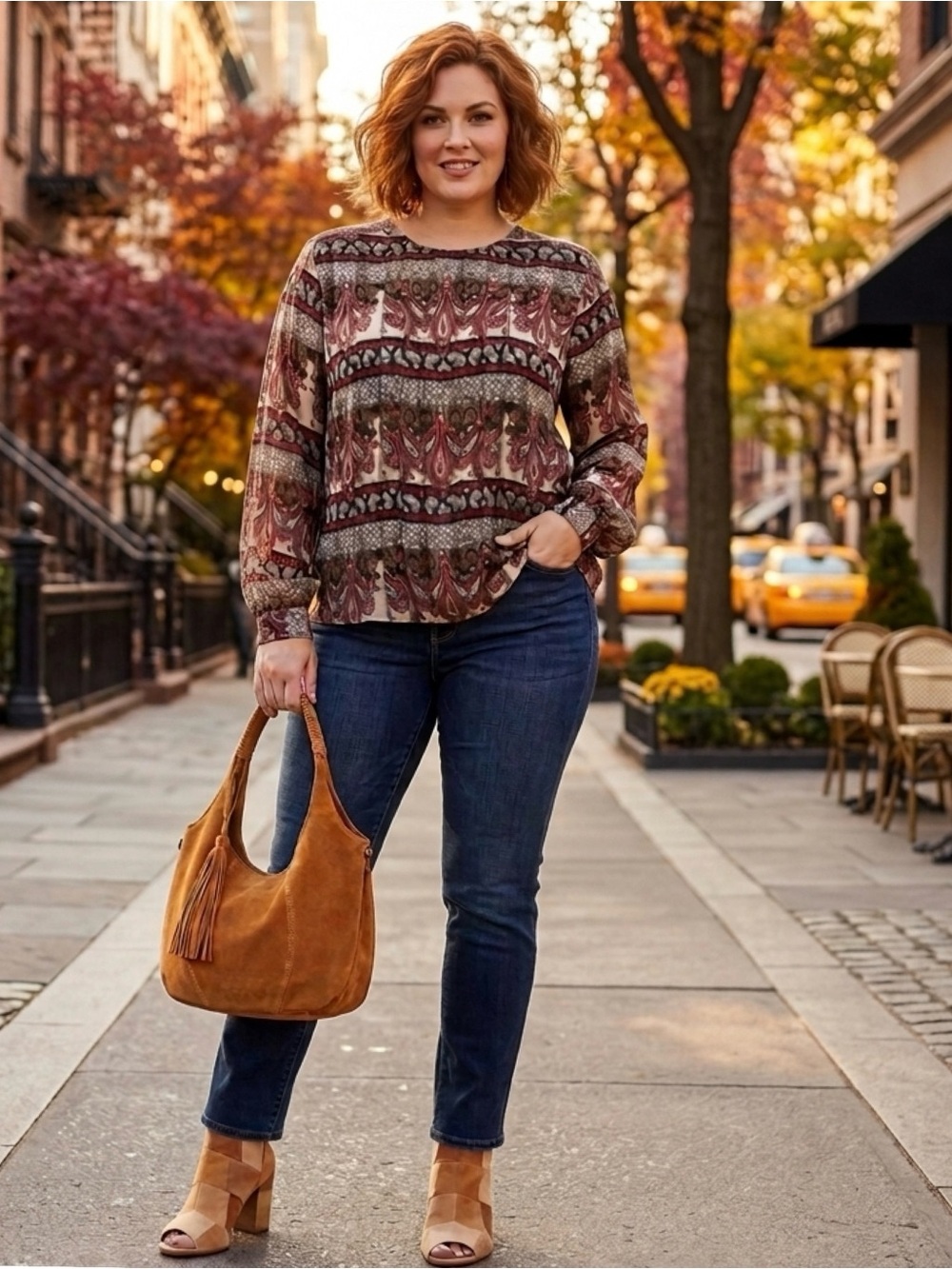 Vintage Nicola Paisley Pleated Blouse